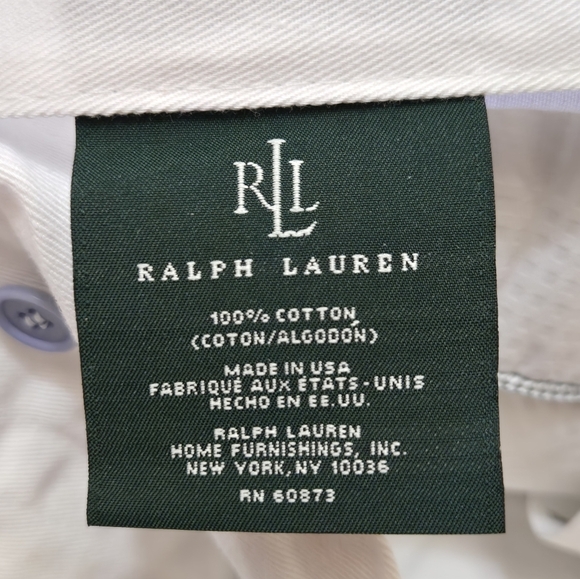 RALPH LAUREN 100% COTTON WHITE & BLUE PILLOW SHAMS SET 2 BEDDING LINENS COASTAL - Picture 8 of 16